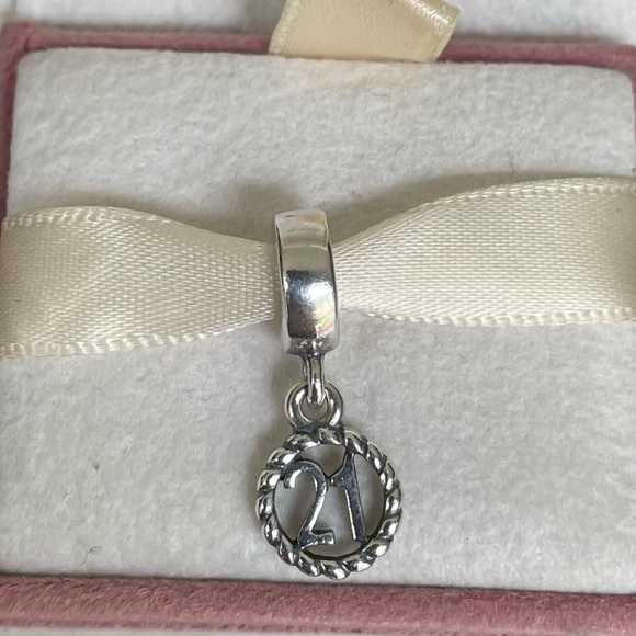 Genuine Pandora Number 21 Birthday Dangle Silver Charm 790495 Retired - Picture 1 of 2
